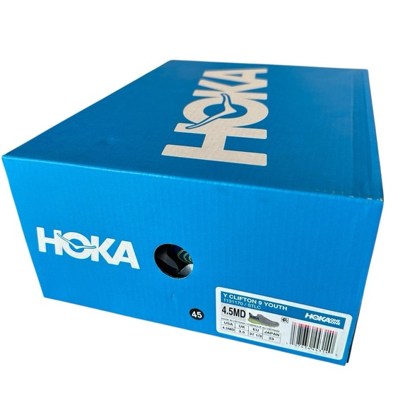 HOKA ONE ONE Y Clifton 9 Youth 4.5/Women 6 MD 1131170 STLC Gray Volt Blue NEW - Picture 7 of 8